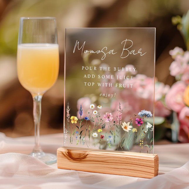 Elegant Wildflower Baby Shower Momosa Bar Acrylic Sign (Creator Uploaded)