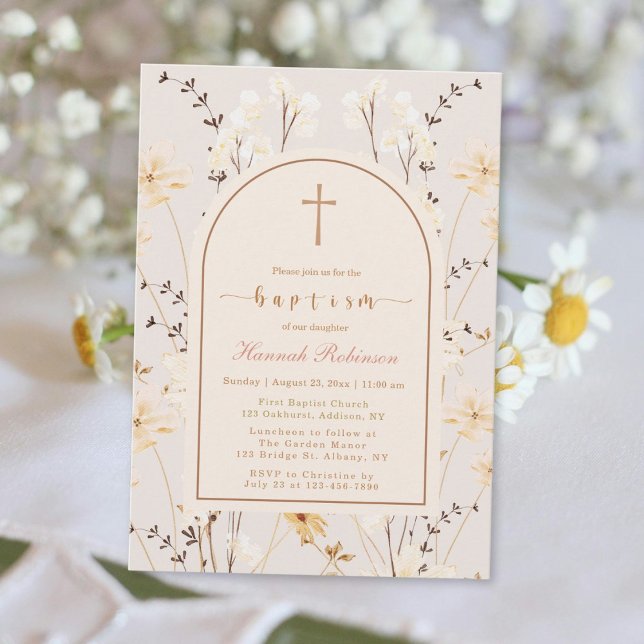 Elegant Wildflower Baptism / Christening Invitation (Creator Uploaded)