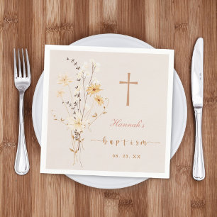 Elegant Wildflower Baptism / Christening  Napkin