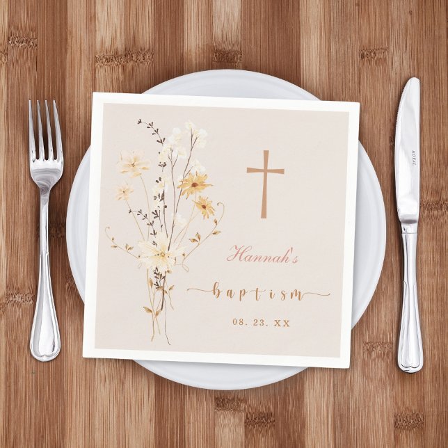 Elegant Wildflower Baptism / Christening  Napkin (Creator Uploaded)