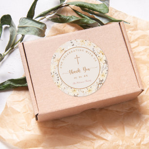 Elegant Wildflower Baptism / Christening Sticker