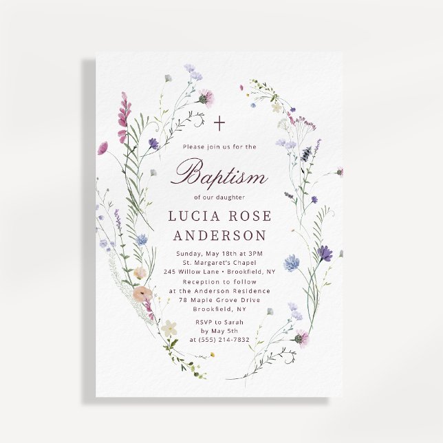 Elegant Wildflower Baptism Invitation (Creator Uploaded)