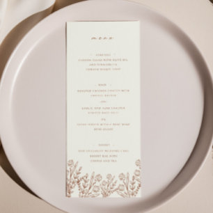 Elegant Wildflower Beige Wedding Dinner Menu