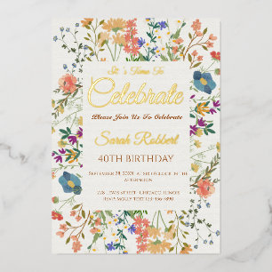 Elegant Wildflower Birthday Invitation 