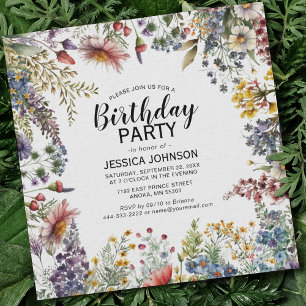 Elegant Wildflower Birthday Party Invitation