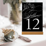 Elegant Wildflower Black and White Wedding Table Number<br><div class="desc">These beautiful table numbers feature a stunning black and white design, with wild flower accents and elegant script. Perfect for a wildflower wedding or gothic inspired decor, they are sure to add the perfect touch to your special day. The modern design is set off by elegant script adding a touch...</div>