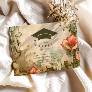 Elegant Wildflower Bloom Graduation Party  RSVP Card