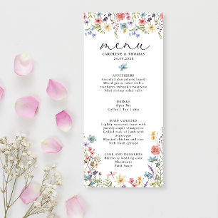 Elegant Wildflower Bloom Romantic Script Wedding Menu