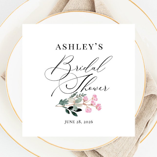 Elegant Wildflower Bloom Watercolor Bridal Shower Napkin (Creator Uploaded)