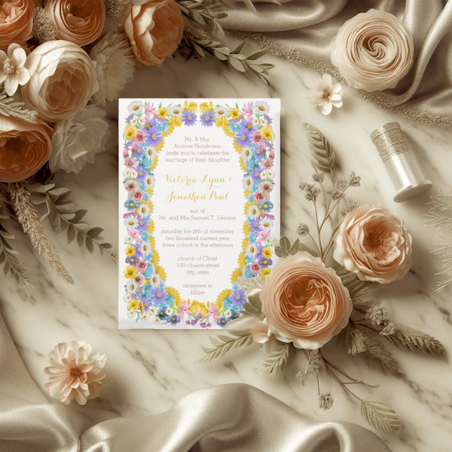 Elegant Wildflower Bloom Yellow Elegance Wedding Invitation (Creator Uploaded)