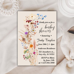 Elegant Wildflower Boho Baby Shower Invitation
