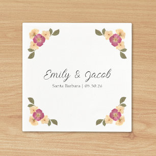 Elegant Wildflower Boho Chic Personalised Wedding Napkin