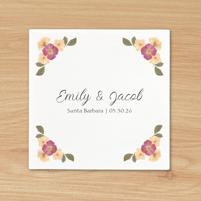 Elegant Wildflower Boho Chic Personalised Wedding Napkin (Creator Uploaded)