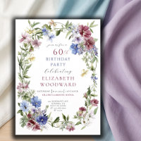 Elegant Wildflower Boho Watercolor 50th Birthday