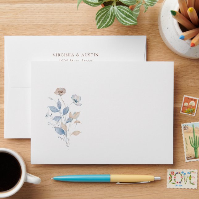 Elegant Wildflower Boho Wedding Envelope (Desk)