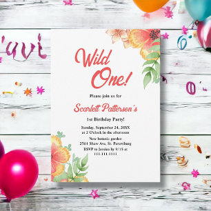 Elegant Wildflower Botanical Floral 1st Birthday Invitation