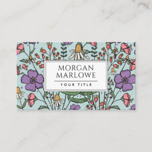Elegant Wildflower Botanical Floral Boho Business Card