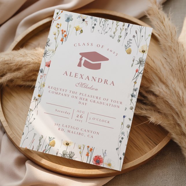 Elegant Wildflower Botanical Graduation Invitation (Creator Uploaded)