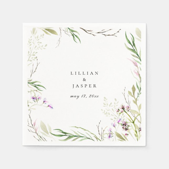 Elegant Wildflower Botanical Napkin (Front)