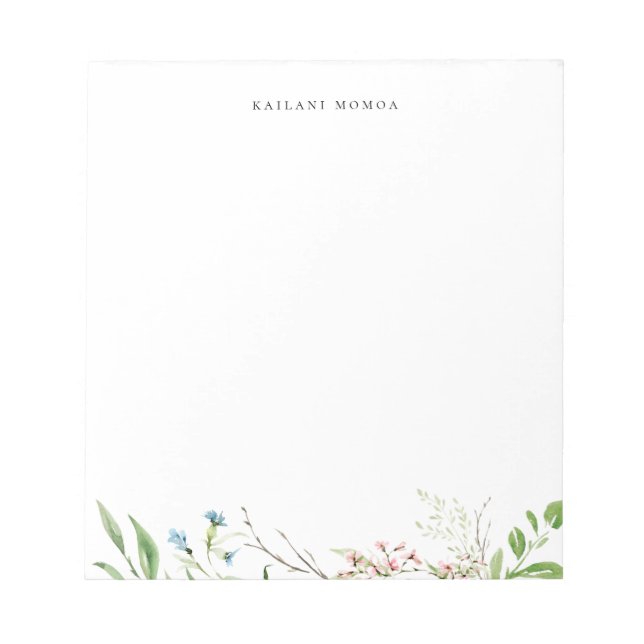 Elegant Wildflower Botanical Notepad (Front)