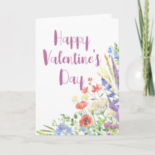 Elegant Wildflower Botanical Valentine Holiday Card