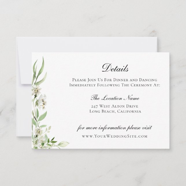 Elegant Wildflower Botanical Wedding Details Invitation (Front)