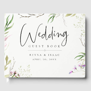 Elegant Wildflower Botanical Wedding Guest Book