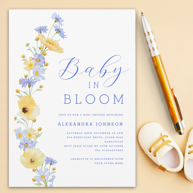 Elegant Wildflower Boy Baby Shower Invitation (Wildflower baby in bloom boy baby shower invitation )