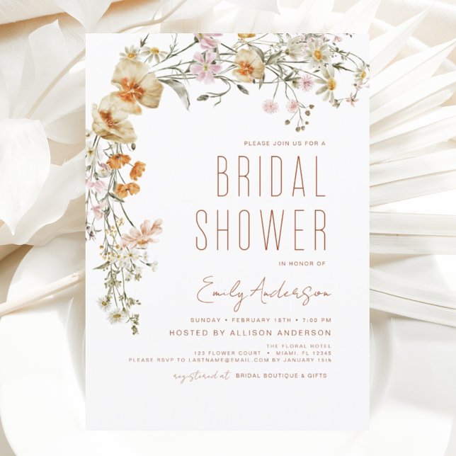 Elegant Wildflower Bridal Shower Boho Elegant Invitation (Creator Uploaded)