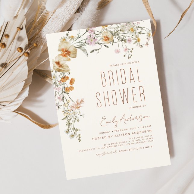 Elegant Wildflower Bridal Shower Boho Elegant Invitation (Creator Uploaded)