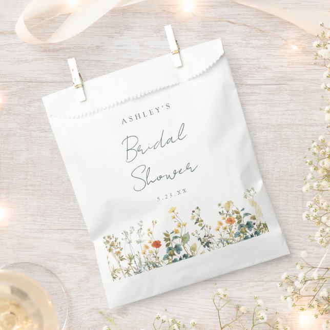Elegant Wildflower Bridal Shower Favour Bags (Clipped)