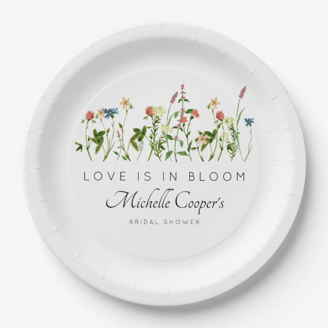 Elegant Wildflower Bridal Shower Paper Plate (Front)