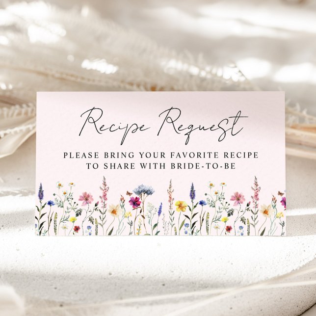 Elegant Wildflower Bridal Shower Recipe Request Enclosure Card (Creator Uploaded)