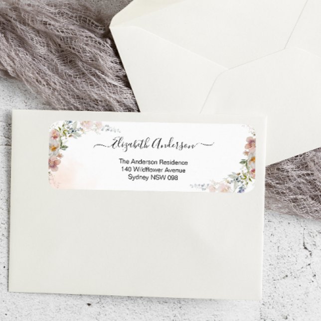 Elegant Wildflower Bridal Shower Return Address (Creator Uploaded)