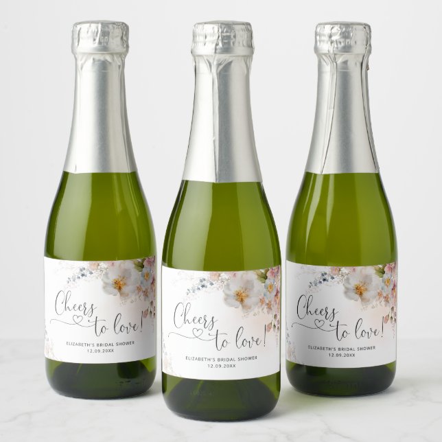 Elegant Wildflower Bridal Shower Sparkling Wine La Label (Bottles)