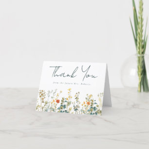 Elegant Wildflower Bridal Shower Thank You Card