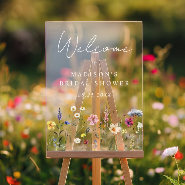 Elegant Wildflower Bridal Shower Welcome Acrylic Sign (Creator Uploaded)
