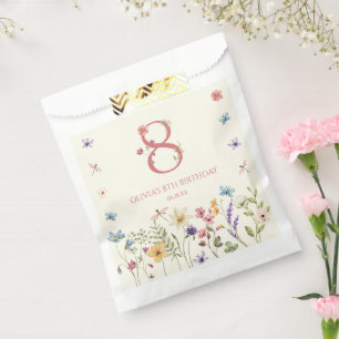 Elegant Wildflower Butterfly 8th Birthday Party Favour Bags