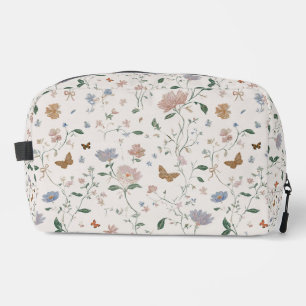 Elegant Wildflower & Butterfly Toile-De-Jouy Dopp Kit
