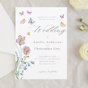 Elegant Wildflower Butterfly Wedding Invitation