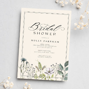 Elegant Wildflower Calligraphy Bridal Shower Invitation