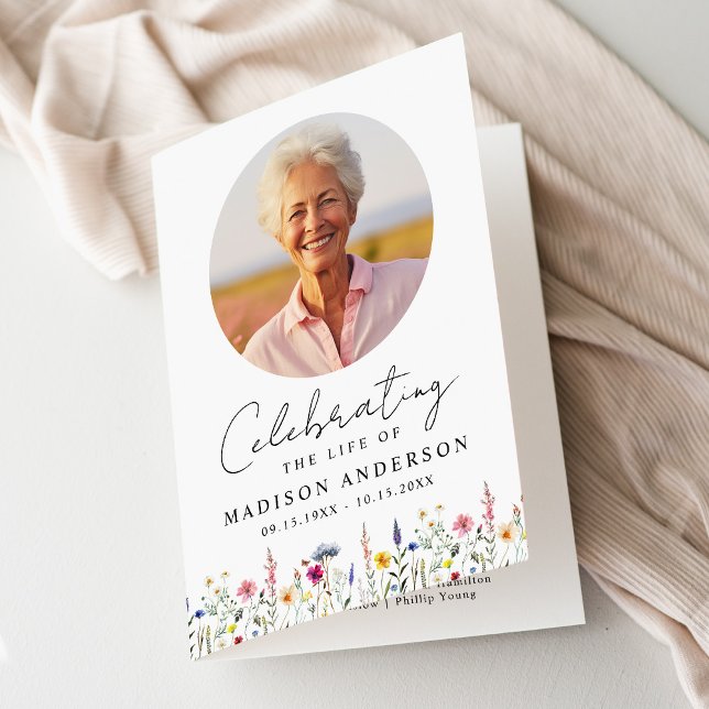 Elegant Wildflower Celebration of Life Funeral Programme (Creator Uploaded)