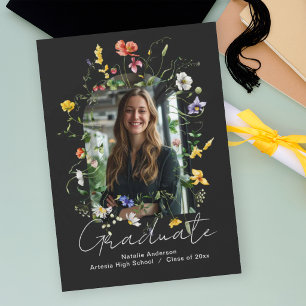 Elegant Wildflower Chic Arch Photo Graduate Party Invitation