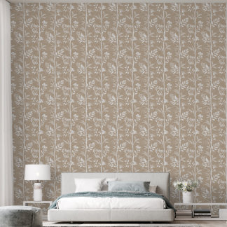Elegant Wildflower Clay Beige Botanical Wallpaper