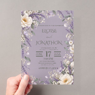 Elegant Wildflower Clear Acrylic Wedding Invitatio Invitations