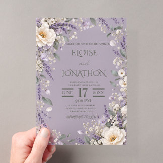 Elegant Wildflower Clear Acrylic Wedding Invitatio Invitations