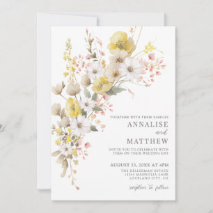 Elegant Wildflower Colorful Floral Wedding Invitation