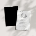 Elegant Wildflower Crest Monogram Wedding  Invitation<br><div class="desc">Classic black and white wildflower crest & monogram wedding invitation.</div>