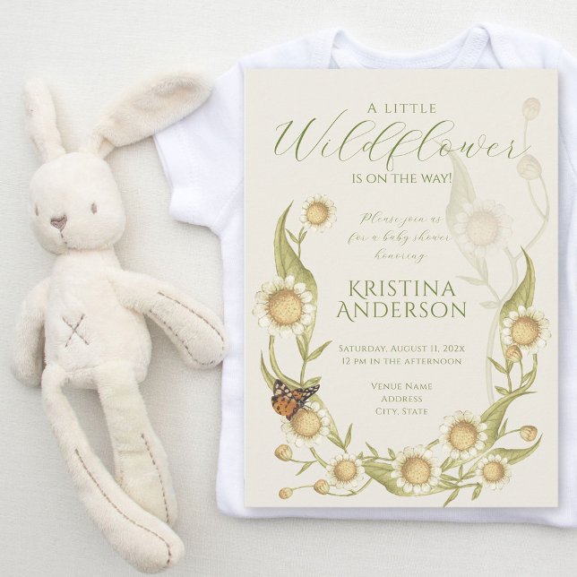 Elegant Wildflower Daisy Baby Shower Invitation (Creator Uploaded)