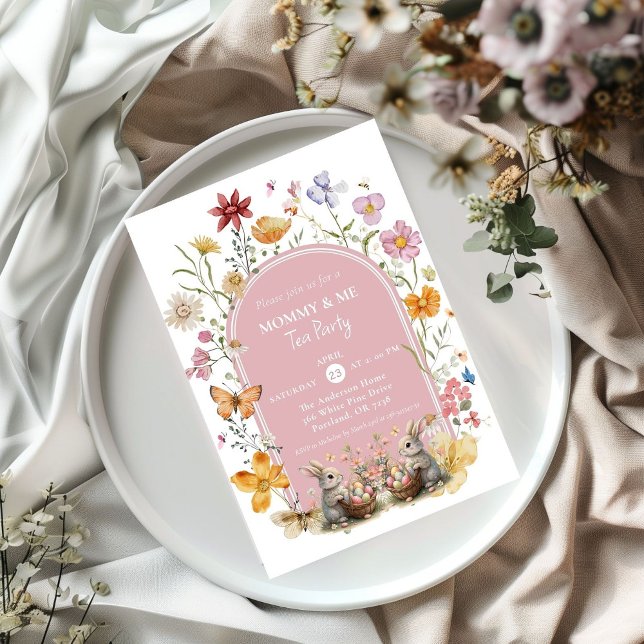 Elegant Wildflower Easter Mummy & Me Tea Party Invitation (Creator Uploaded)